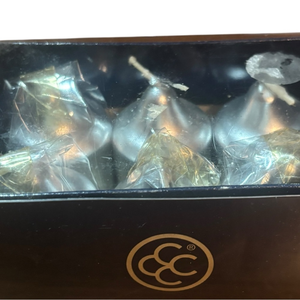 Vtg Set Colonial Cape Cod Votive Candles Silver In Box Metallic Wedding - Picture 4 of 5